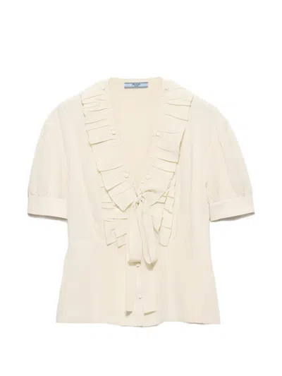 Prada Marocain Shirt In Neutral