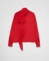 Prada Marocain Silk Shirt In Red