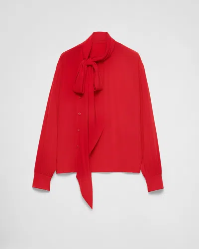 Prada Marocain Silk Shirt In Red