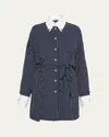 Prada Striped Silk Shirt In F067k Blu Naturale
