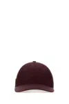 Prada Nylon Baseball Cap Panel Construction Visor Brim In Burgundy