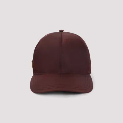Prada Maroon Logo Beseball Hat In Burgundy