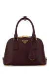 Prada Leather Handbag With Gold-tone Hardware And Top Handles