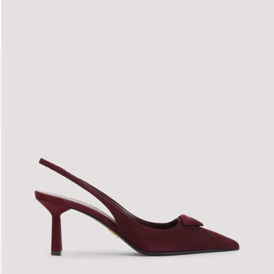Prada Maroon Logo Slingback Pumps