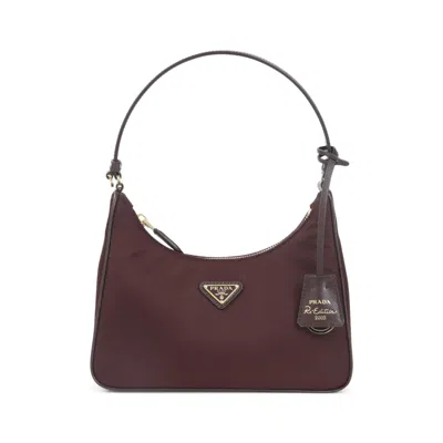 Prada Maroon Re-edition 2005 Shoulder Bag In Burgundy