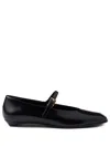 Prada Mary-jane Leather Ballet Flats In Black