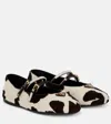 Prada Mary Jane Calf Hair Ballet Flats