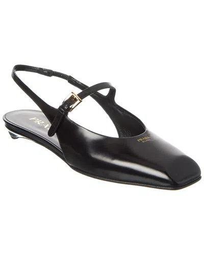 Prada Black Patent Leather Slingback Ballerina