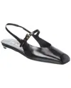 Prada Mary Jane Leather Slingback Ballerina Flat In Black
