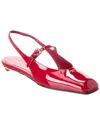 Prada Mary Jane Patent Pointy-toe Slingback Ballerina Flat In Red