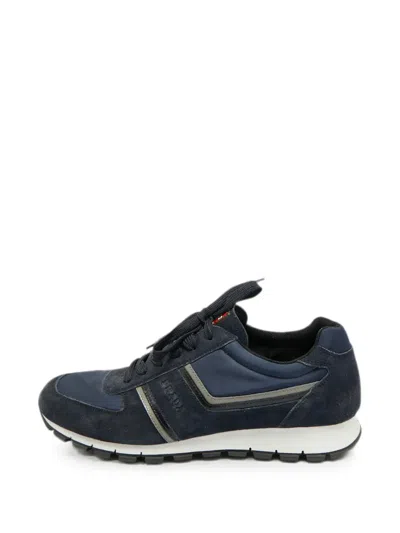 Pre-owned Prada Matchrace Panelled Low-top Sneakers In Blue