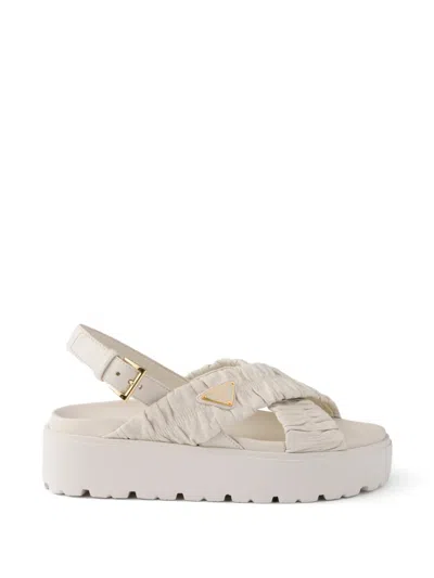 Prada Matelassé Nappa-leather Flatform Sandals In Neutral