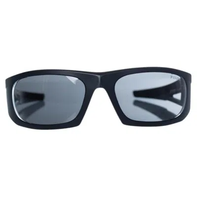 Pre-owned Prada , Matte Black Sunglasses With Red Logo