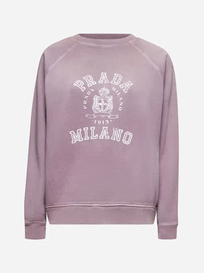 PRADA MAUVE COTTON PRINTED SWEATSHIRT