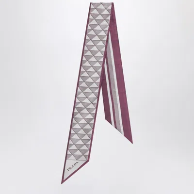 Prada Mauve Printed Silk Twill Scarf In Gray