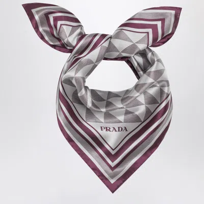 Prada Mauve Printed Twill Scarf 55x55 In Pink