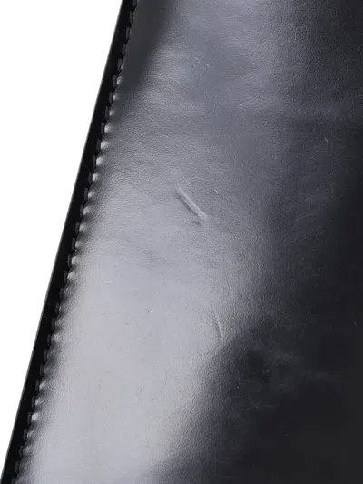 Pre-owned Prada Maxi Triangle Logo Chain Flap Bag Brushed Leather Small Crossbody Bag In Black