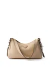 Prada Medium Aimee Zip Leather Shoulder Bag In 中性色