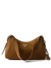 Prada Medium Aimée Suede Shoulder Bag In 褐色