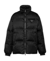 Prada Nappa Leather Puffer Jacket In Black