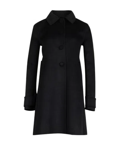 Prada Medium And Long Wool Coat In Black