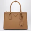 Prada Medium Beige Galleria Bag In Saffiano Women In Cream