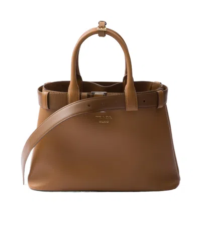 PRADA PRADA BELTED OPEN-TOP MEDIUM HANDBAG