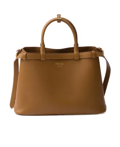 PRADA MEDIUM LEATHER HANDBAG WITH BELT