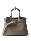 Prada Buckle Medium Leather Handbag With Belt In Grey