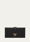 Prada Medium Bifold Leather Wallet In F0002 Nero