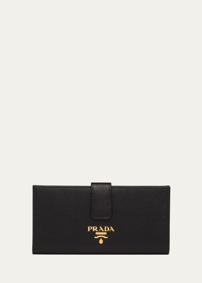 Prada Medium Bifold Leather Wallet In F0002 Nero