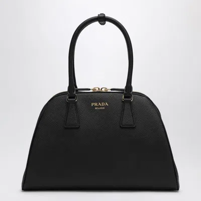 Prada Womens Black Logo-embossed Medium Saffiano Leather Tote Bag