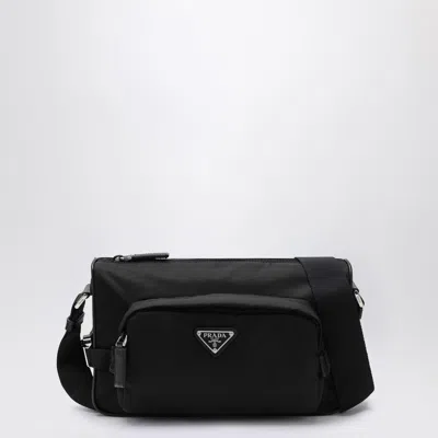Prada Medium Black Crossbody Bag In Re-nylon And Saffiano Men