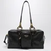 Prada Leather Handbag With Double Handles And Front Pocket In Black