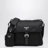 Prada Re-nylon Triangle Logo-plaque Shoulder Bag In Black