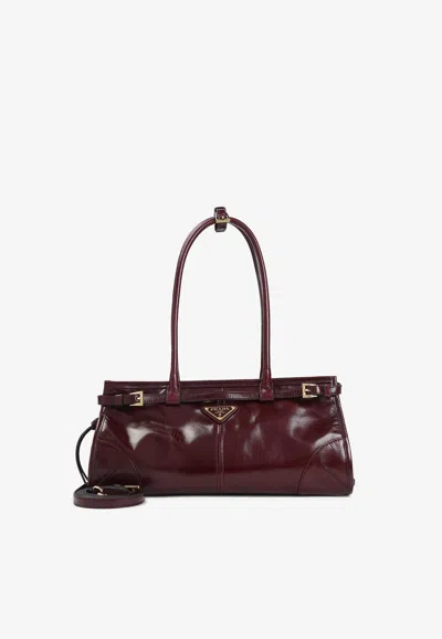 Prada Medium Bonnie Leather Shoulder Bag In Red