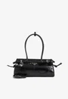 Prada Bonnie Medium Naplak Patent Leather Handbag In Black