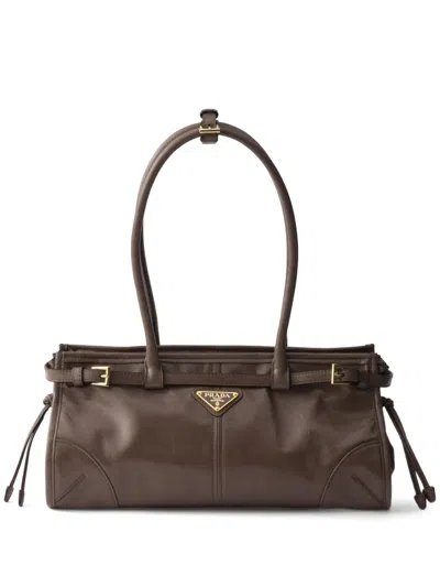 Prada Medium Bonnie Leather Tote Bag In Brown
