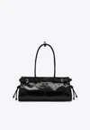 Prada Bonnie Medium Naplak Patent Leather Handbag In Black