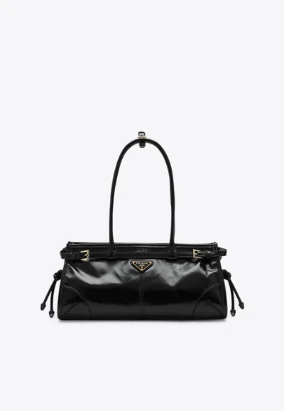 PRADA MEDIUM BONNIE PATENT LEATHER SHOULDER BAG