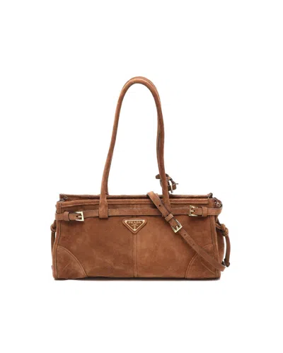 Prada Medium Bonnie Suede Bag In Pink