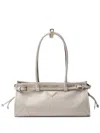 Prada Medium Enamel Triangle Logo Two-way Bag In Neutrals