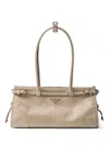 Prada Womens Neutral Brand-plaque Medium Leather Shoulder Bag