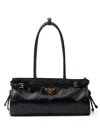 Prada Bonnie Medium Naplak Patent Leather Handbag In Black