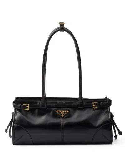 Prada Triangle-logo Shoulder Bag In Black
