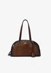 Prada Medium Bowling Bag In Vintage Leather In Brown
