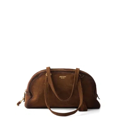 Prada Medium Bowling Tote Bag In Brown