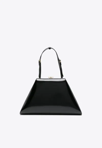 Prada Medium Brushed Leather Tote Bag In Black
