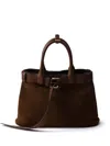 PRADA MEDIUM BUCKLE BELT-DETAIL SUEDE BAG