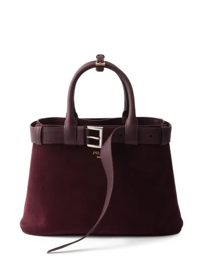 Prada Medium Buckle Leather Tote Bag In Red